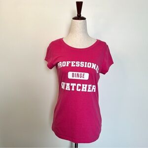 Pink Professional Binge Watcher cotton graphic tee
